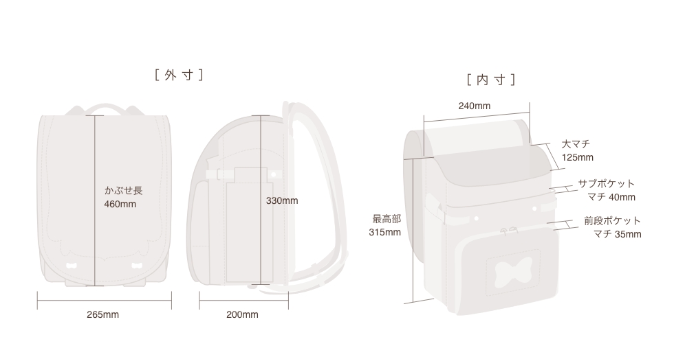 ランドセルのサイズについて